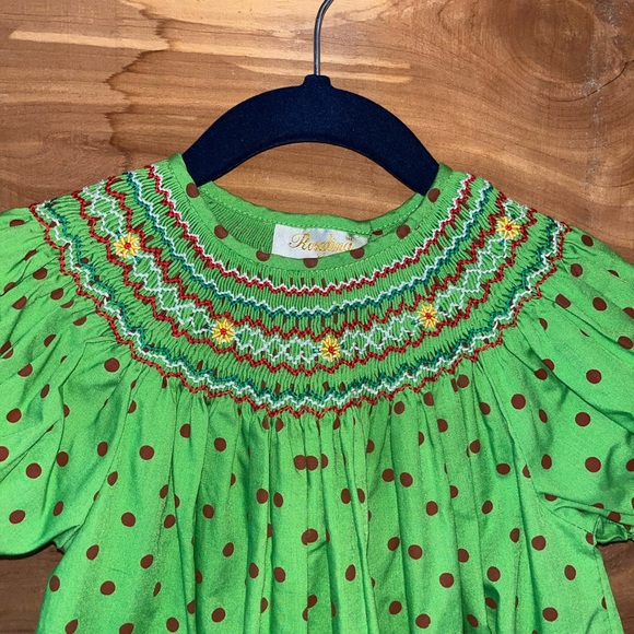 Green Smocked Sundress with Puff Sleeves - Picture 2 of 4